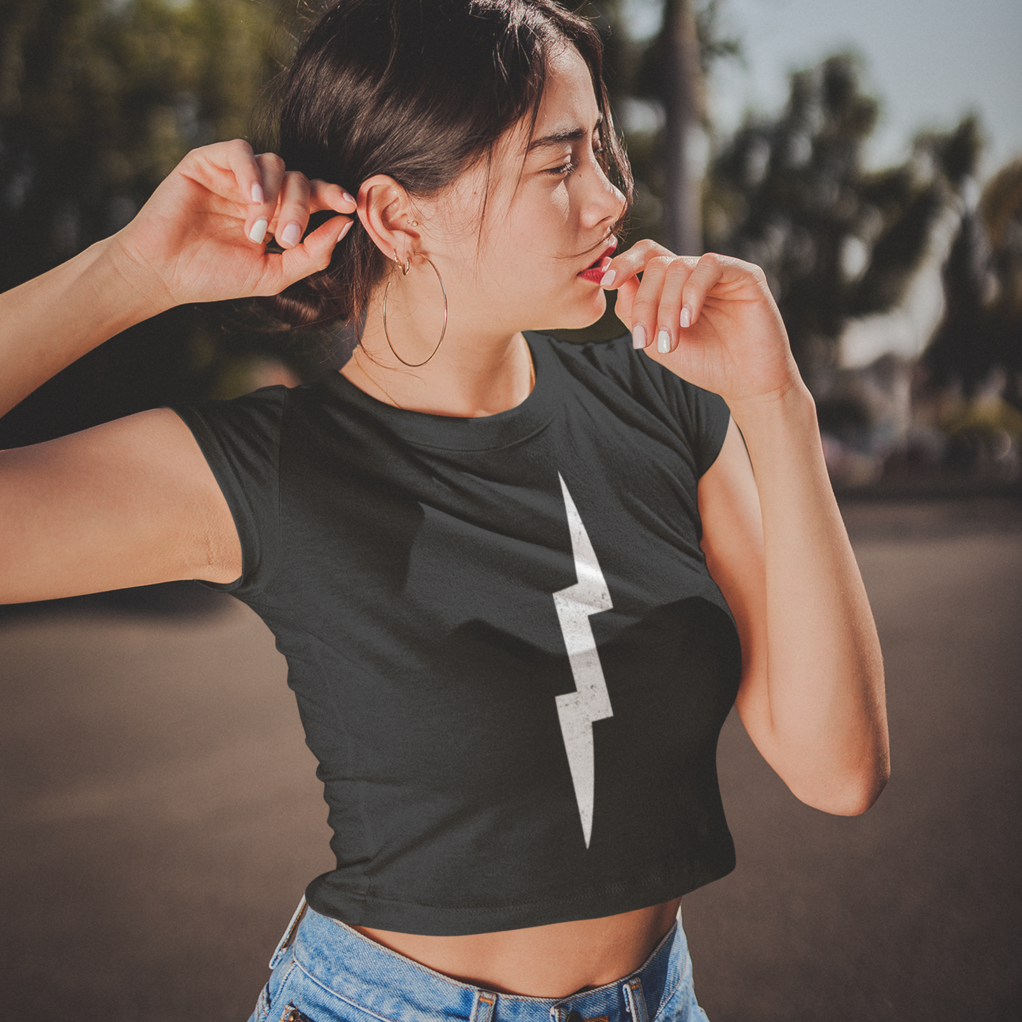 Lighting Bolt Crop Top Tee | Evoke Apparel