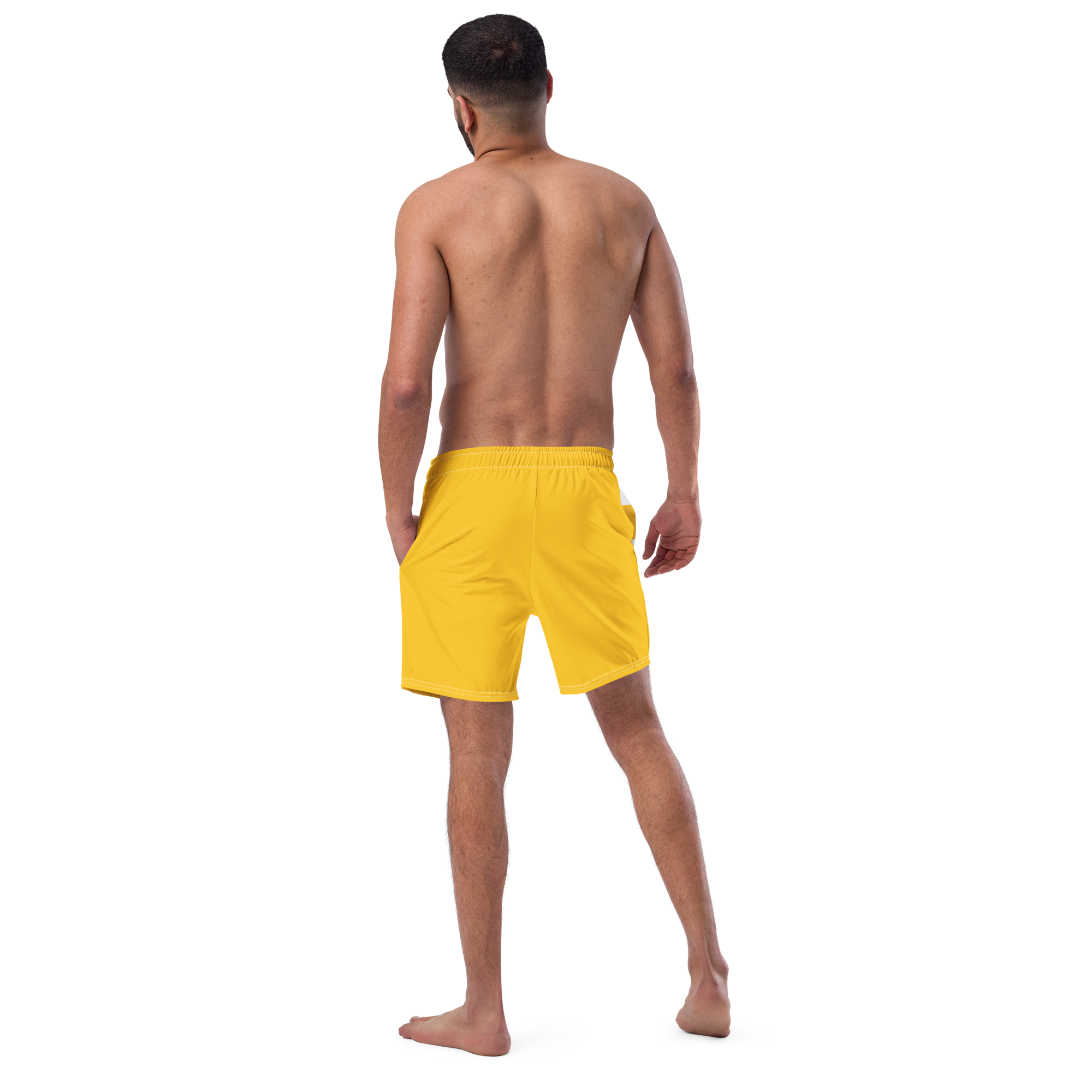 Jail House Board Shorts - Greg Noll Style Vintage Swim Trunks | Evoke Apparel - yellow - model back