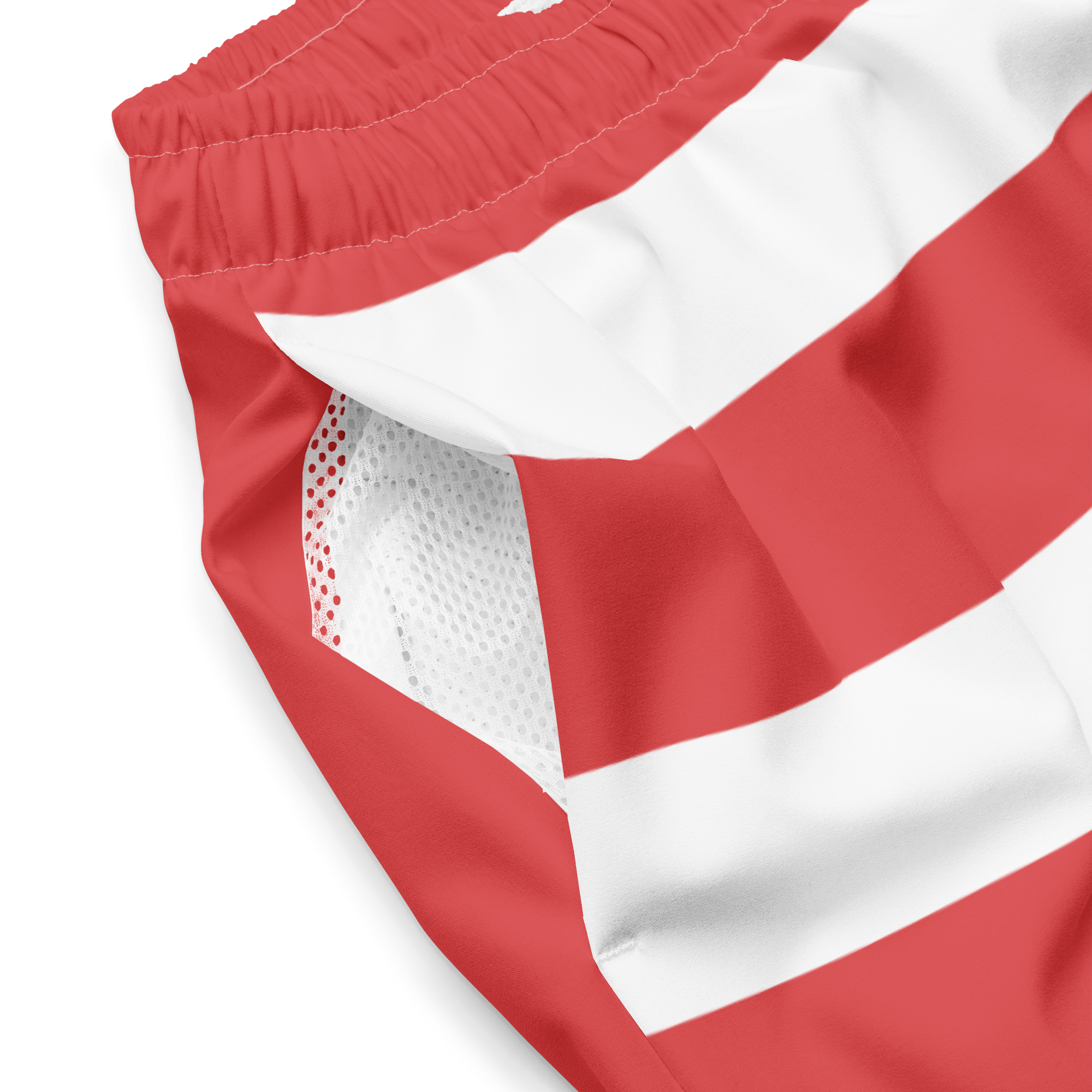 Jail Hose Board Shorts - Greg Noll Style Vintage Swim Trunks | Evoke Apparel - red - detail