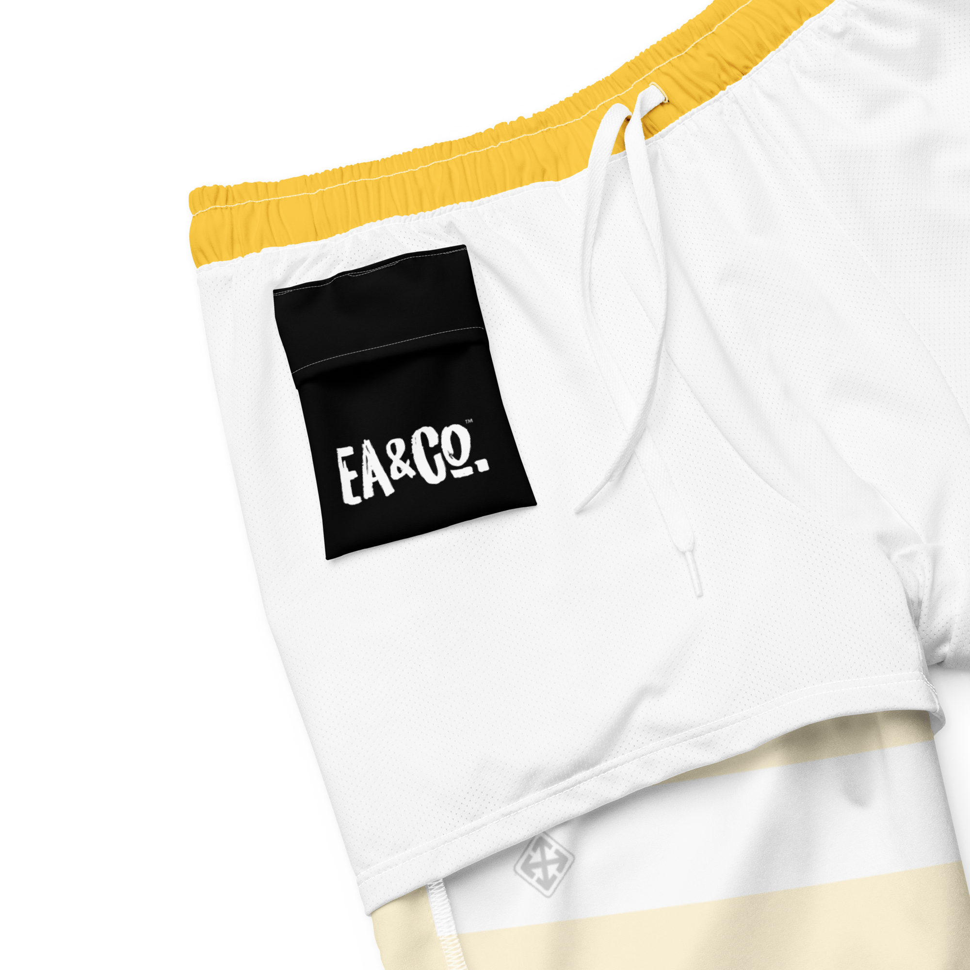 Jail House Board Shorts - Greg Noll Style Vintage Swim Trunks | Evoke Apparel - yellow - inside pocket